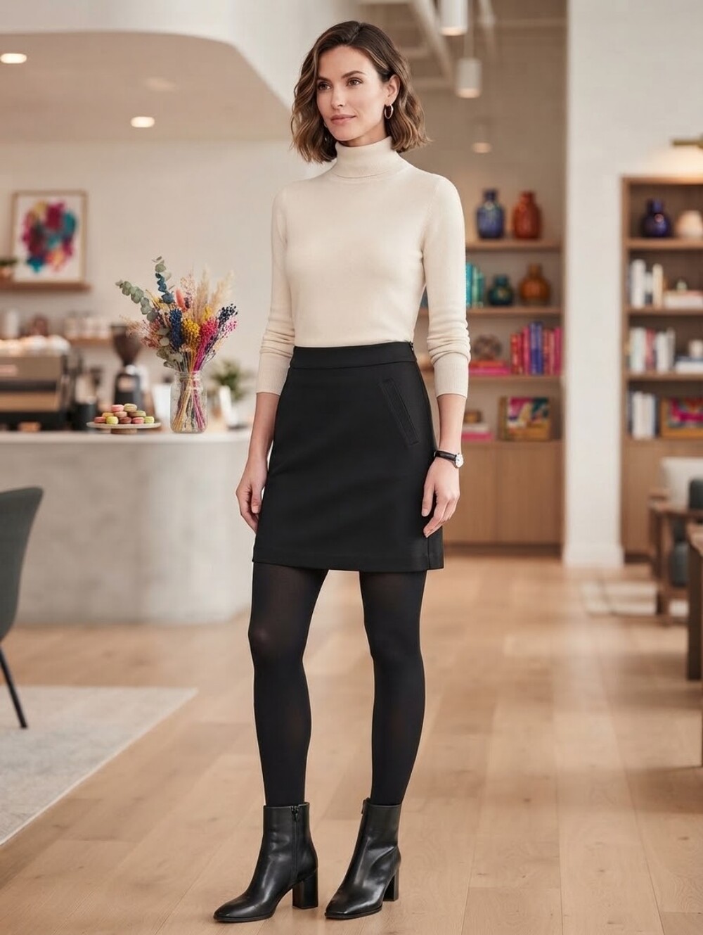 Cabi Black A-Line Skirt with Front Pockets
